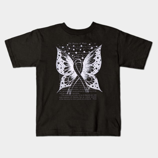 Thyroid Cancer Ribbon w/ wings- white Kids T-Shirt by Polkadotdreamer